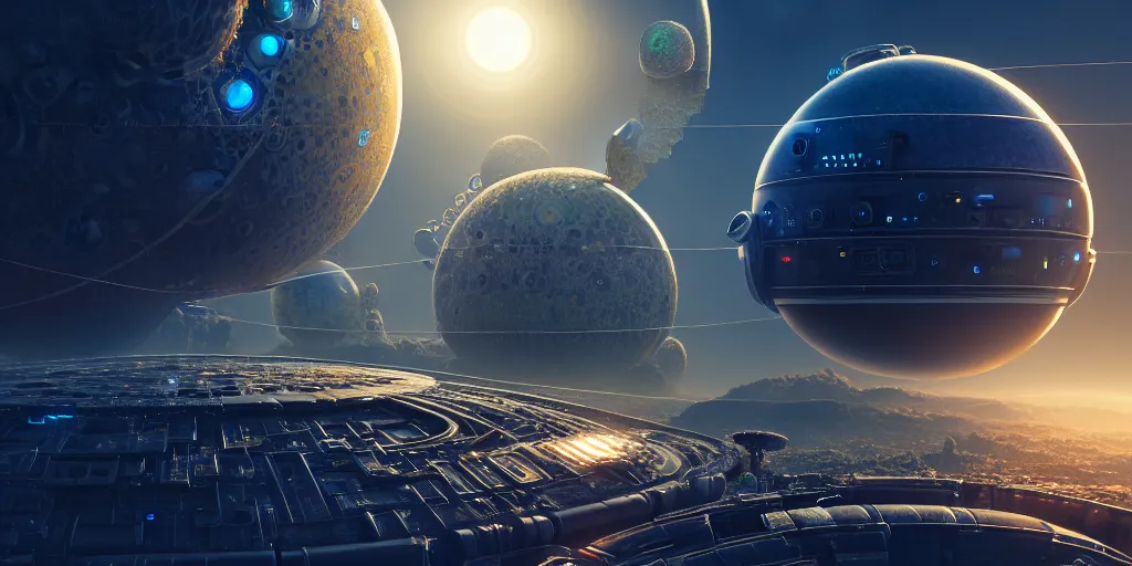 Image similar to ultra detailed photorealistic the planet of gaia, cinematic light, sci fi, glossy, cybernetic machines, wires, robotics, futuristic decor, trending on artstation, global illumination, ultra realistic illustration, matte painting, high detailed, unreal engine, octane render, 4 k, hd, high quality