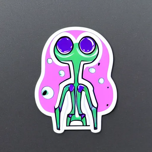 Prompt: Reddit Alien, sticker illustration