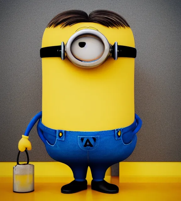 Prompt: a 4 k photorealistic photo of a minion, yellow and blue themed toilet.