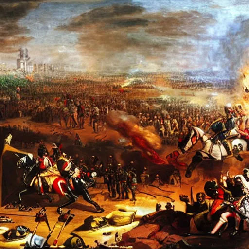 Prompt: George H.W. Bush destroys Iraq, oil on canvas, 1642