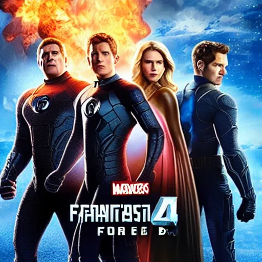 Prompt: the new fantastic four mcu movie poster
