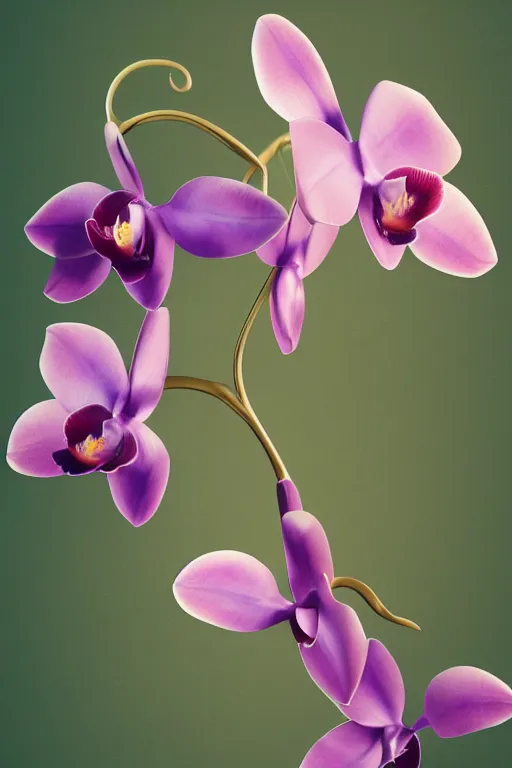 Prompt: a purple and blue orchid, a computer rendering by agnes lawrence pelton, featured on polycount, computer art, rendered in cinema 4 d, octane render, rendered in maya