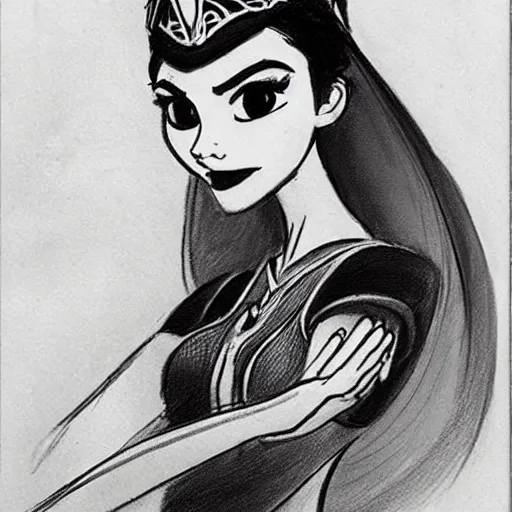 Image similar to milt kahl sketch of victoria justice as princess padme from star wars