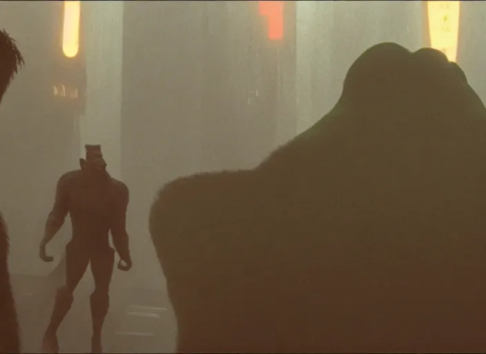 Image similar to film still shrek in blade runner, 8 k