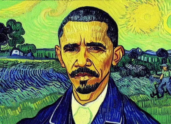 Prompt: painting of obama as a farmer, by vincent van gogh