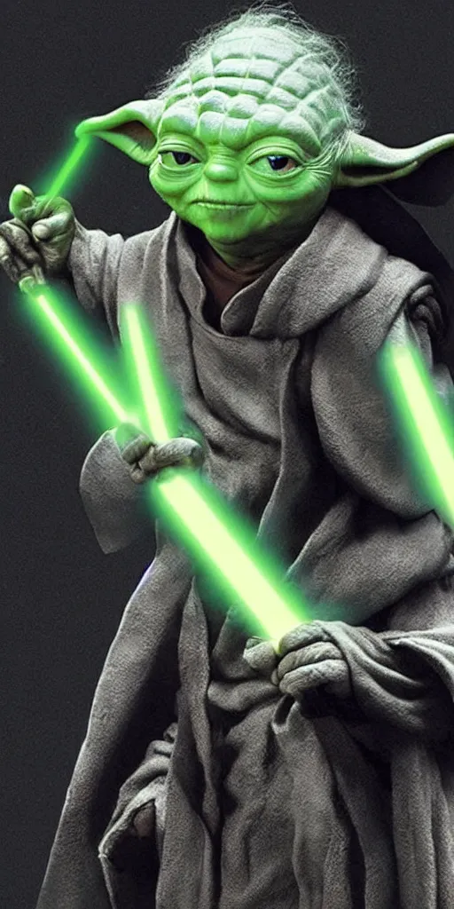 Image similar to yoda, as a sith lord, using the dark force, realistic, ultra realistic