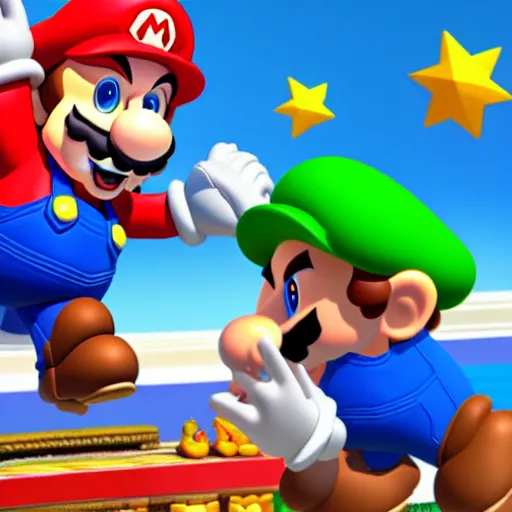 Image similar to mario 3d render with long noodle arms