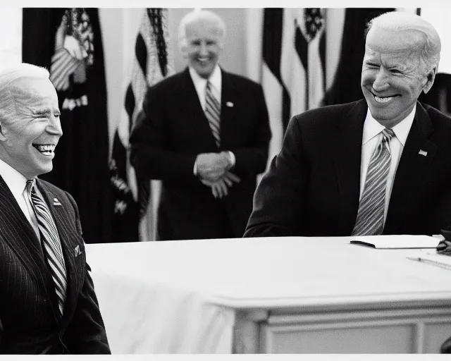 Image similar to president joe biden face to face with president joe biden, nikon 3 5 mm, photograph