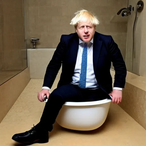 Image similar to boris johnson in a bathtub filled with beans