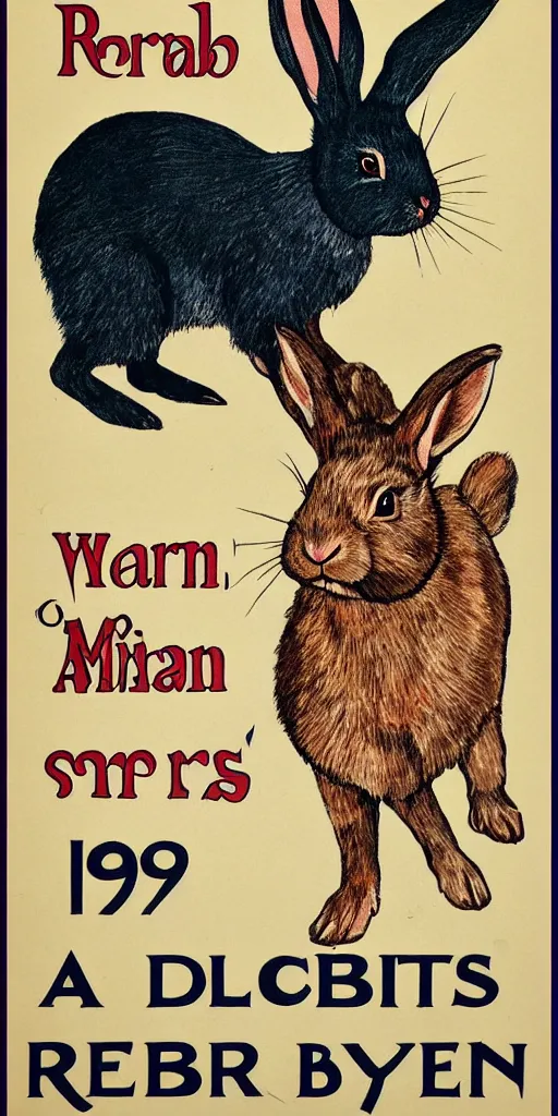 Prompt: a rabbit in the style of a 1 9 1 0 s poster advertisement