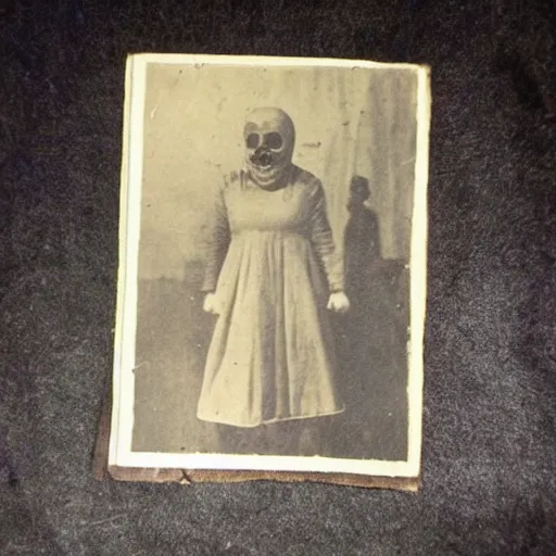 Prompt: an old worn photo of paranormal evidence, horror photography, terror