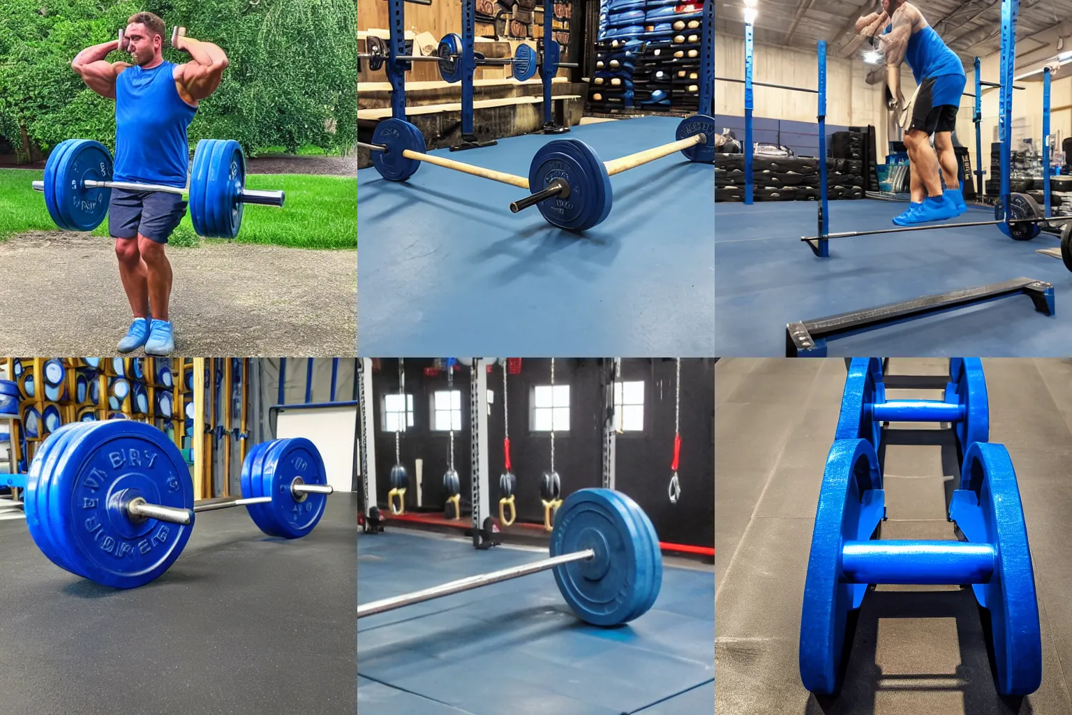 Prompt: 1000lb blue barbell