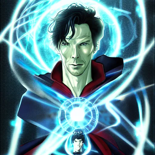 Prompt: Anime portrait of Benedict Cumberbatch as Doctor Strange, trending on artstation, artstationHD, artstationHQ, anime style, 4k, 8k