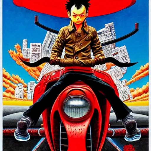 Image similar to akira cover art, painted by greg'craola'simkins