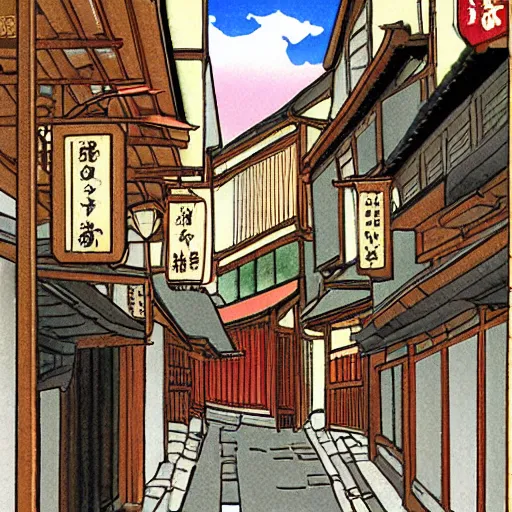 Image similar to walking the old streets of kyoto by rumiko takahashi