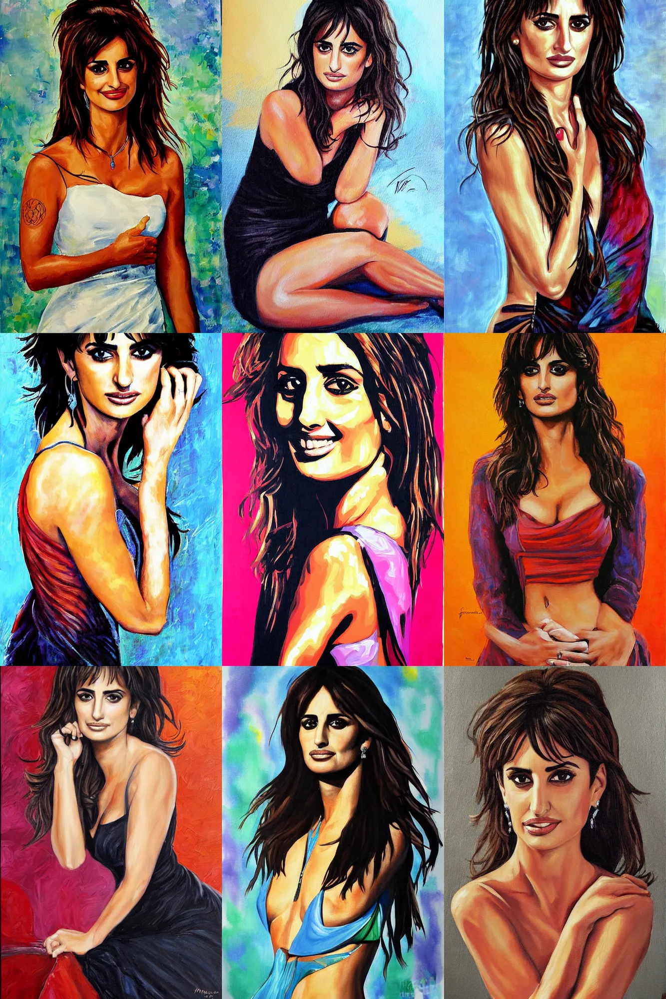 Prompt: penelope cruz painting by maher morcos