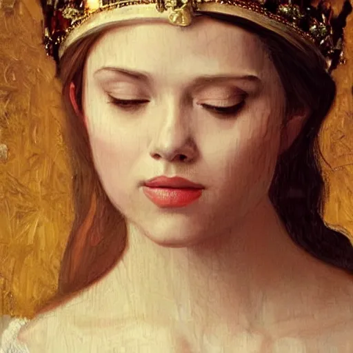 Image similar to renaissance painting scarlett johannson wearing a crown, detailed, artstation, trending, detailed