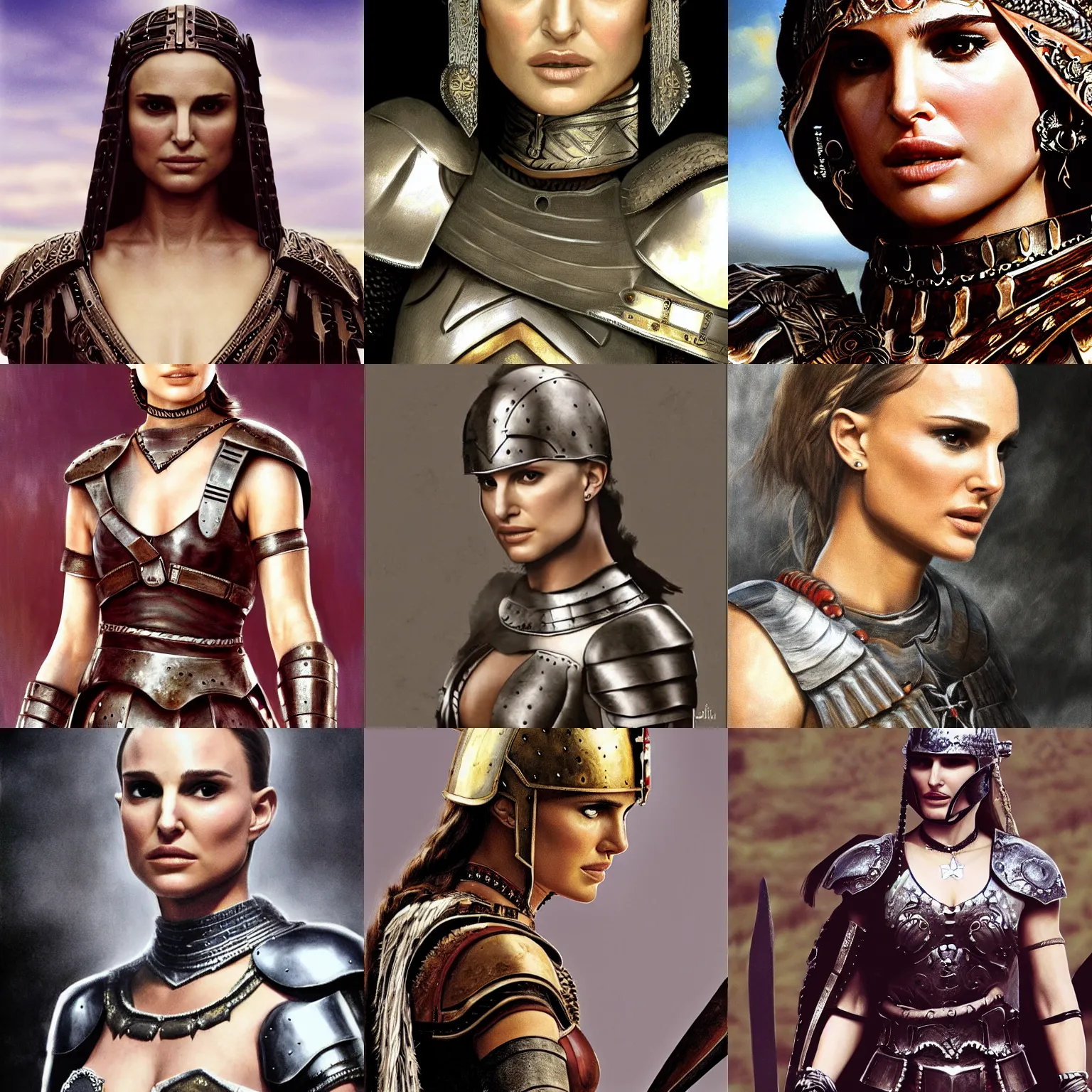 Prompt: natalie portman in gladiator armor, photorealistic art