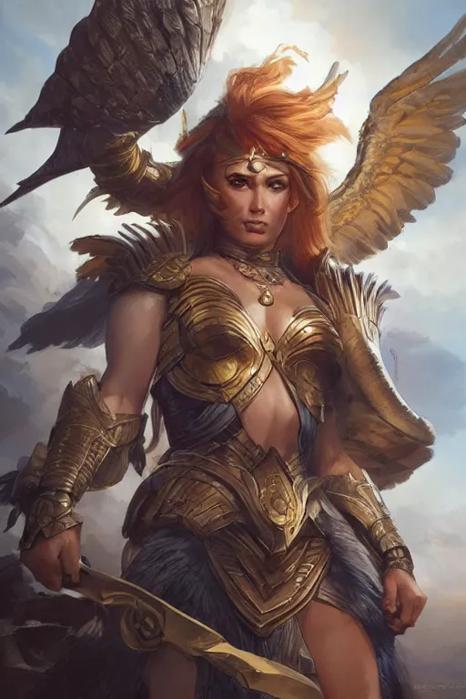 Image similar to amazon valkyrie athena, d & d, fantasy, portrait, highly detailed, headshot, digital painting, trending on artstation, concept art, sharp focus, illustration, art by artgerm and greg rutkowski and magali villeneuve