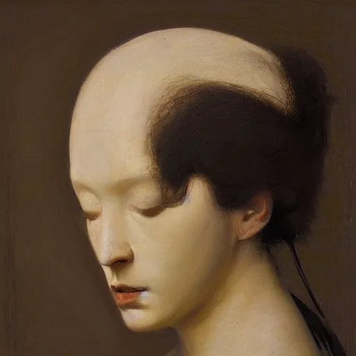 Image similar to A beautiful art installation of a human face with a bird's beak protruding from the forehead. Star Wars, pastel black by Jean Auguste Dominique Ingres energetic, earthy