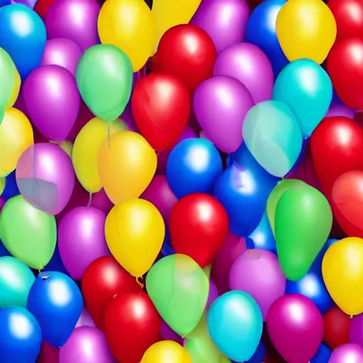 Prompt: the word hello shaped by colorful party balloons, realistic and shiny