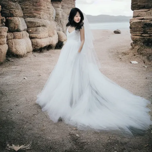 Image similar to justin sun in beautiful wedding dress, professional wedding photography