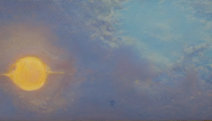 Prompt: the sun being blocked, seen from earth, oil painting