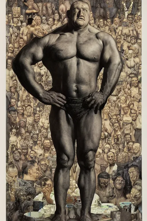 Image similar to upper body and head portrait of huge dorian yates as hulking kingpin wearing tuxedo by lawrence alma tadema and zdzislaw beksinski and norman rockwell and jack kirby and tom lovell and greg staples