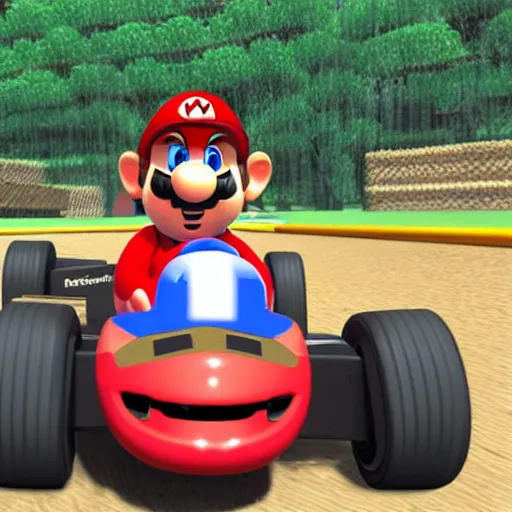 Image similar to capybara driving porsche in mario kart