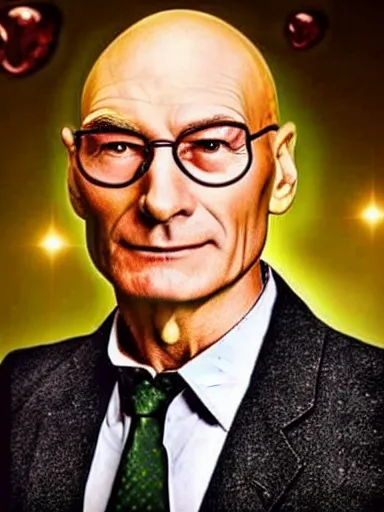 Image similar to photo of a person who looks like a mixture between patrick stewart and brent spiner