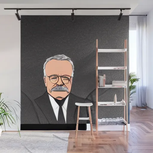 Image similar to Wall mural portrait of Teddy Roosevelt, urban art, pop art, artgerm, by Roy Lichtenstein