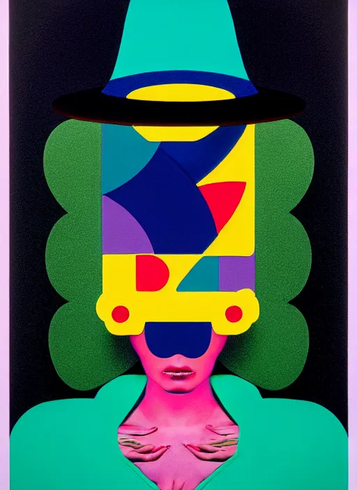Prompt: witch with hat by shusei nagaoka, kaws, david rudnick, airbrush on canvas, pastell colours, cell shaded, 8 k,