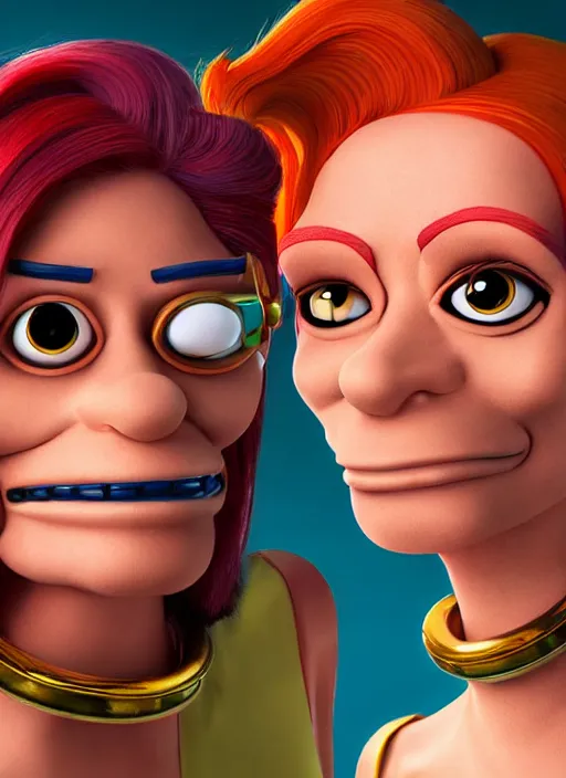 Prompt: photorealistic 3 0 0 0 ( futurama main characters ), portrait photography feroflex photorealistic studio lighting ektachrome detailed intricate face details, ultradetails, beautiful face