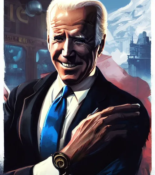 Image similar to joe biden, by artgerm, by greg rutkowski, bioshock screenshot, fallout new vegas screenshot, patriot