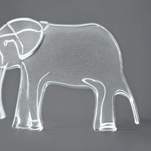 Prompt: transparent glass elephant, award winning, professional photography