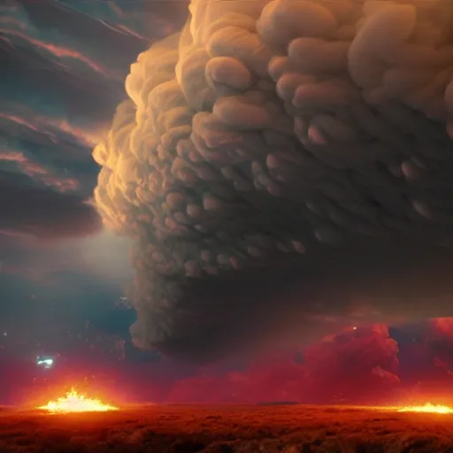 Image similar to promotional movie still, view of alien gas clouds, extreme fluffy clouds, colors, 3 d, digital art, octane 3 d render, ue 5, realism, cinematic, imax 7 0 mm.