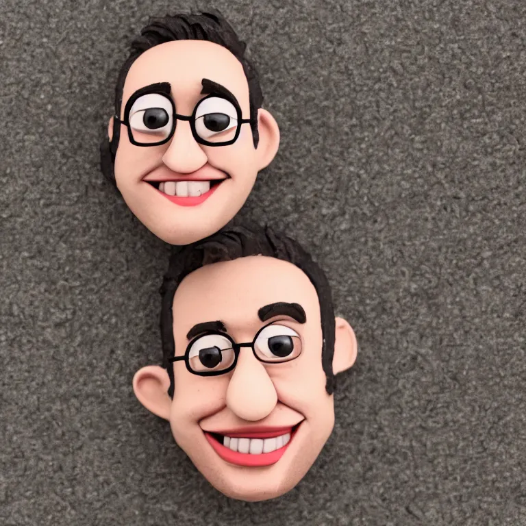 Image similar to claymation devin montes smiling cartoon head shot, face close up, profile picture