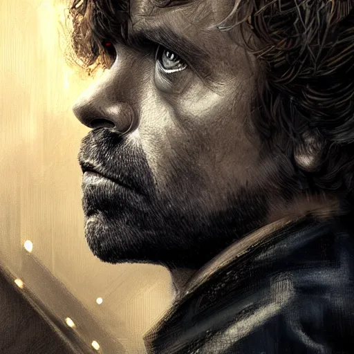 Image similar to tyrion lannister in blade runner, light stubble, digital art, photorealistoc, art by greg rutkowski, hyperdetailed, western comic style, comic, comic style, sharp lineart, professional lighting, deviantart, artstation, trevor henderson, rossdtaws, cinematic, dramatic