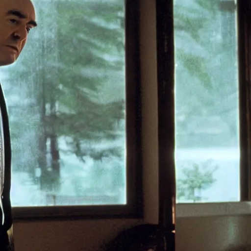 Image similar to film still Kevin O'Leary in his Lake Joseph house, in American Psycho