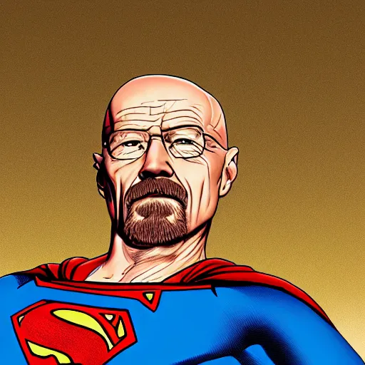 Image similar to highly detailed portrait of walter white as superman