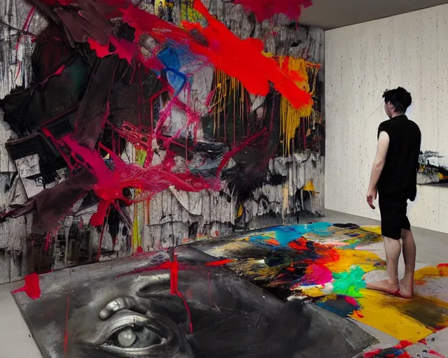 Prompt: lost memories, a brutalist designed, rich deep vivid colours, broad brush strokes!, painted by francis bacon, michal mraz, adrian ghenie, nicola samori, james jean!!! and petra cortright, part by gerhard richter, part by takato yamamoto. 8 k masterpiece.
