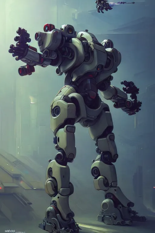 bulky futuristic mech suit. overwatch. by anna | Stable Diffusion