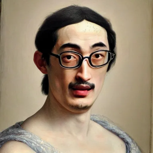 Image similar to A 17th century Baroque Painting of Filthy Frank, grainy, realistic, hyperrealistic, very realistic, very very realistic, highly detailed, very detailed, extremely detailed, detailed, digital art, trending on artstation, detailed face, very detailed face, very detailed face, realism, HD Quality, 8k resolution, intricate details, body and head in frame, painting, oil painting, trending on deviantart, Baroque Painting