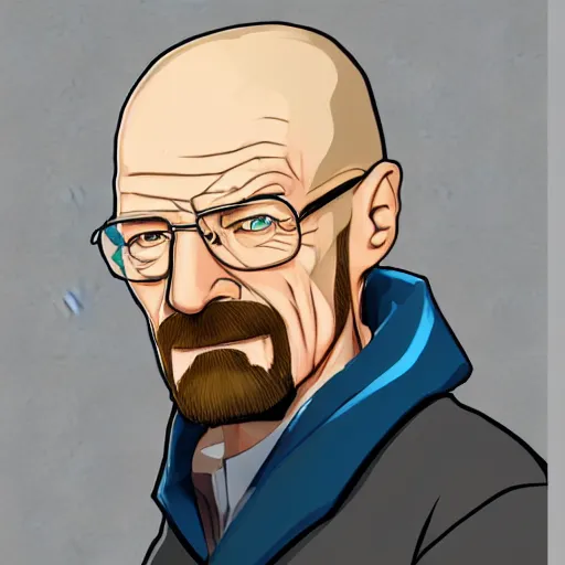 Image similar to Walter White drawn in the league of legends character splash art, digital art, trending on artstation, behance