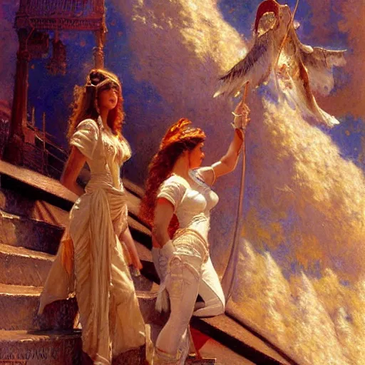 Prompt: stairway to heaven. highly detailed painting by gaston bussiere, craig mullins, j. c. leyendecker 8 k