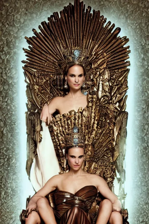 Image similar to Natalie Portman as a Goddess on a Throne