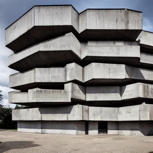 Image similar to a giant brutalist palace built in brutalism architecture, diverse unique building geometry full of shapes and corners, photography