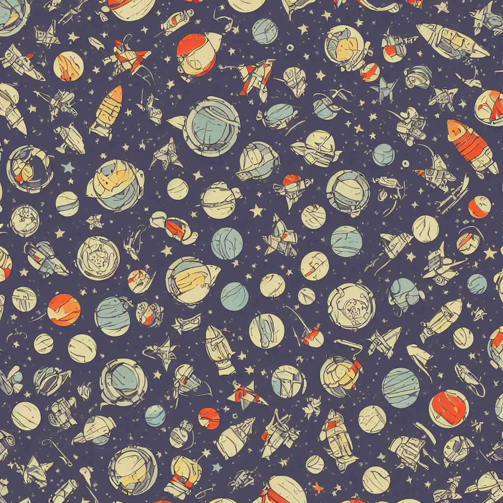 Prompt: cosmonaut retro pattern seamless texture