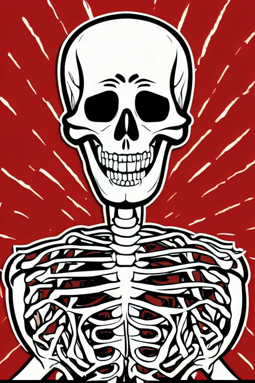 A portrait of a skeleton that is a gangster, sticker,, Stable Diffusion