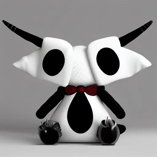 Image similar to cute fumo chibi plush bug imp, black and white with ribbon hearts, soft shadow, vray